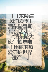 「东陵清风消夏季」清东陵暑期特别活动，“清东陵大使”招募啦！用你的热爱守护世界遗产！