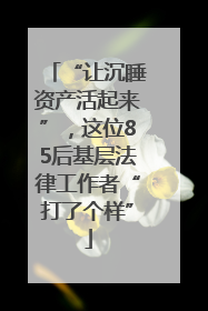 “让沉睡资产活起来”，这位85后基层法律工作者“打了个样”