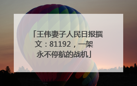 王伟妻子人民日报撰文：81192，一架永不停航的战机