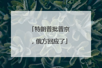 特朗普批普京，俄方回应了