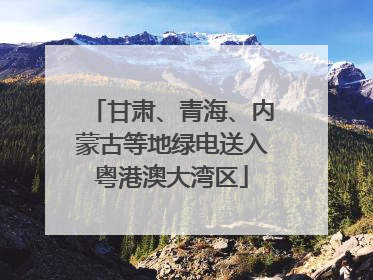 甘肃、青海、内蒙古等地绿电送入粤港澳大湾区
