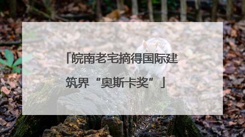 皖南老宅摘得国际建筑界“奥斯卡奖”