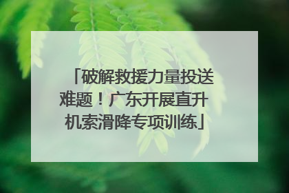 破解救援力量投送难题！广东开展直升机索滑降专项训练