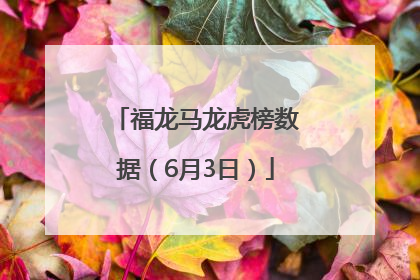 福龙马龙虎榜数据（6月3日）