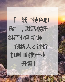 一纸“特色职称”，激活碳纤维产业创新链——创新人才评价机制 助推产业升级