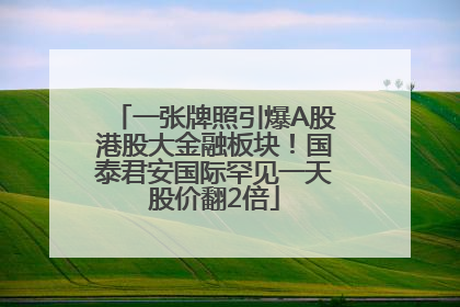 一张牌照引爆A股港股大金融板块！国泰君安国际罕见一天股价翻2倍
