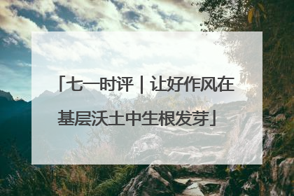 七一时评｜让好作风在基层沃土中生根发芽