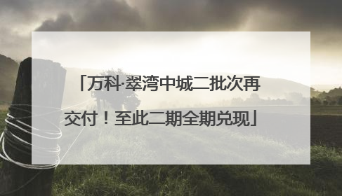 万科·翠湾中城二批次再交付！至此二期全期兑现