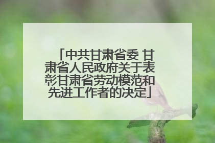 中共甘肃省委 甘肃省人民政府关于表彰甘肃省劳动模范和先进工作者的决定