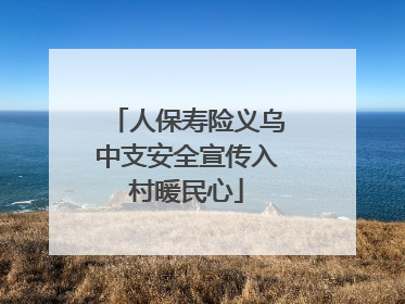 人保寿险义乌中支安全宣传入村暖民心