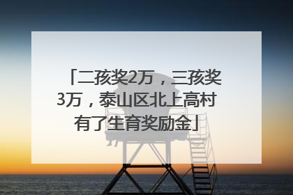 二孩奖2万，三孩奖3万，泰山区北上高村有了生育奖励金