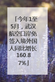 今年1至5月，武汉航空口岸免签入境外国人同比增长160.87%