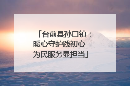 台前县孙口镇：暖心守护践初心 为民服务显担当
