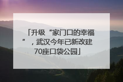 升级“家门口的幸福”，武汉今年已新改建70座口袋公园