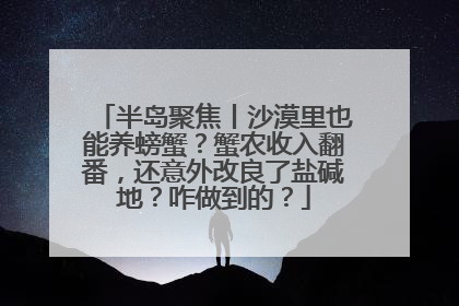 半岛聚焦丨沙漠里也能养螃蟹？蟹农收入翻番，还意外改良了盐碱地？咋做到的？
