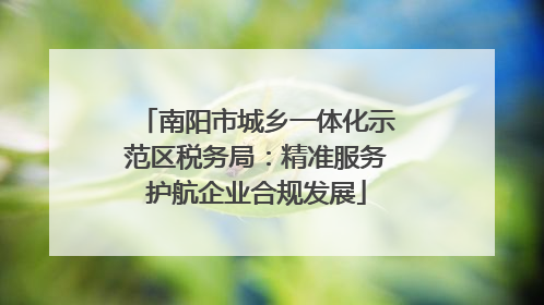 南阳市城乡一体化示范区税务局：精准服务护航企业合规发展