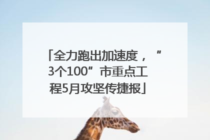 全力跑出加速度，“3个100”市重点工程5月攻坚传捷报
