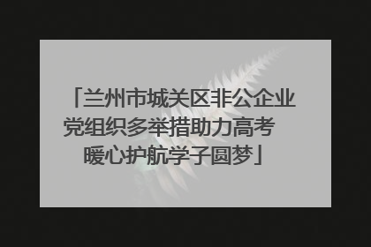 兰州市城关区非公企业党组织多举措助力高考 暖心护航学子圆梦