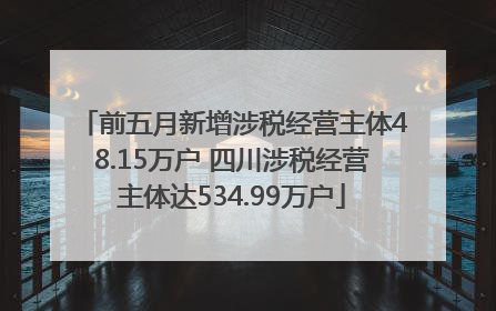前五月新增涉税经营主体48.15万户 四川涉税经营主体达534.99万户
