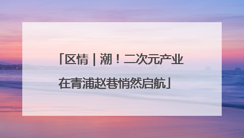 区情｜潮！二次元产业在青浦赵巷悄然启航