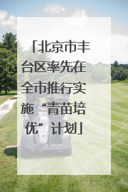 北京市丰台区率先在全市推行实施“青苗培优”计划