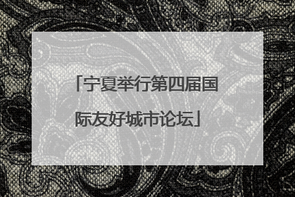 宁夏举行第四届国际友好城市论坛