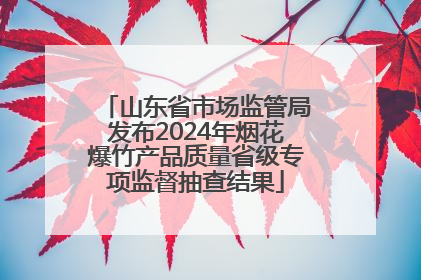山东省市场监管局发布2024年烟花爆竹产品质量省级专项监督抽查结果