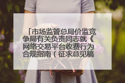 市场监管总局价监竞争局有关负责同志就《网络交易平台收费行为合规指南（征求意见稿）》答记者问