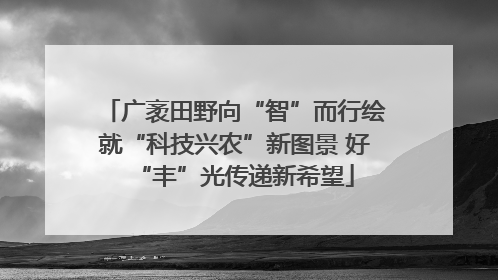 广袤田野向“智”而行绘就“科技兴农”新图景 好“丰”光传递新希望