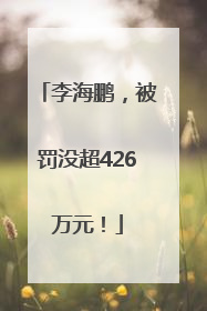 李海鹏，被罚没超426万元！