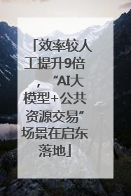 效率较人工提升9倍，“AI大模型+公共资源交易”场景在启东落地