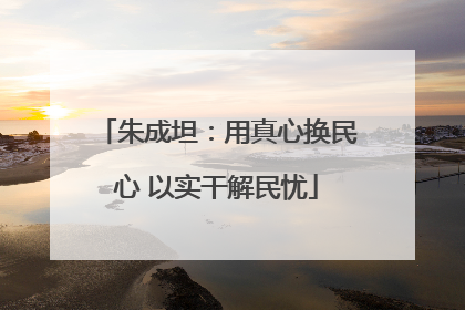 朱成坦：用真心换民心 以实干解民忧
