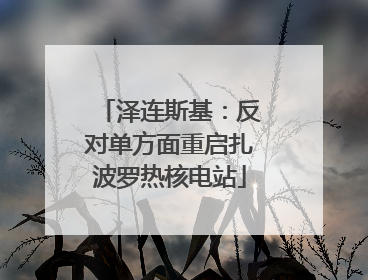 泽连斯基：反对单方面重启扎波罗热核电站
