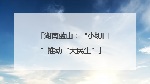 湖南蓝山：“小切口”推动“大民生”