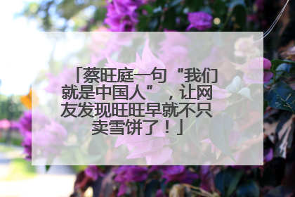 蔡旺庭一句“我们就是中国人”，让网友发现旺旺早就不只卖雪饼了！