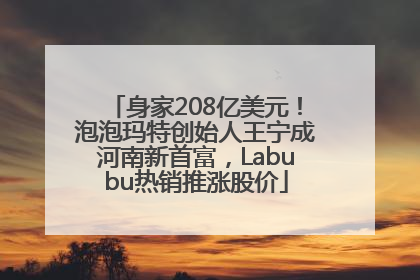 身家208亿美元！泡泡玛特创始人王宁成河南新首富，Labubu热销推涨股价