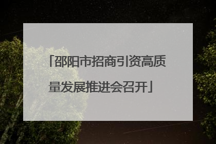 邵阳市招商引资高质量发展推进会召开