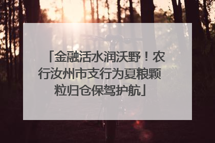 金融活水润沃野！农行汝州市支行为夏粮颗粒归仓保驾护航