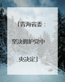 青海省委：坚决拥护党中央决定