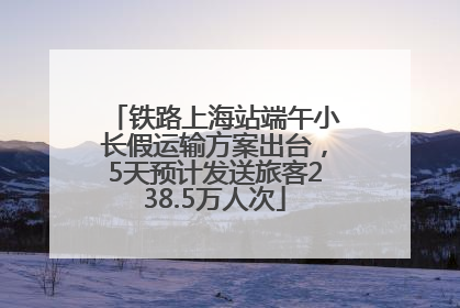 铁路上海站端午小长假运输方案出台，5天预计发送旅客238.5万人次