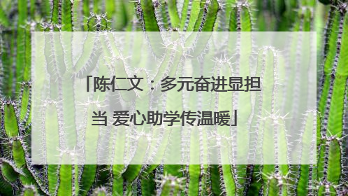 陈仁文：多元奋进显担当 爱心助学传温暖