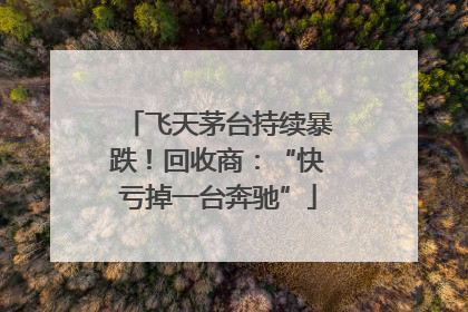 飞天茅台持续暴跌！回收商：“快亏掉一台奔驰”