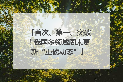 首次、第一、突破！我国多领域周末更新“重磅动态”