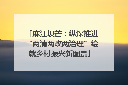 麻江坝芒：纵深推进“两清两改两治理”绘就乡村振兴新图景