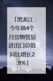 黑龙江：今年前4个月货物贸易进出口总值同比增长2.9%