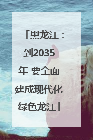 黑龙江：到2035年 要全面建成现代化绿色龙江