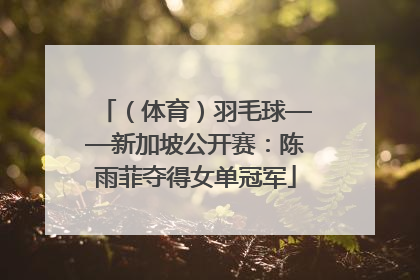 （体育）羽毛球——新加坡公开赛：陈雨菲夺得女单冠军
