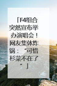 F4组合突然宣布举办演唱会！网友集体炸锅：“可惜杉菜不在了”